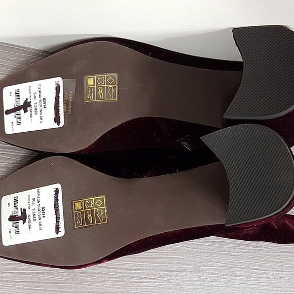 Jeffrey Campbell Cienega Zip Ankle Boot, Burgundy Velvet, Womens Size 10 - Picture 9 of 9